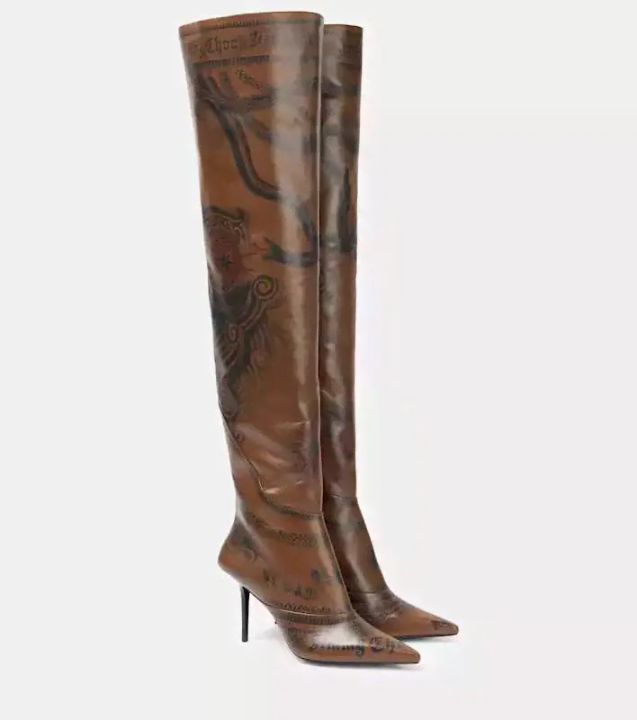 Кожаные ботфорты x jean paul gaultier с татуировкой Jimmy Choo, коричневый p00873621 | brown