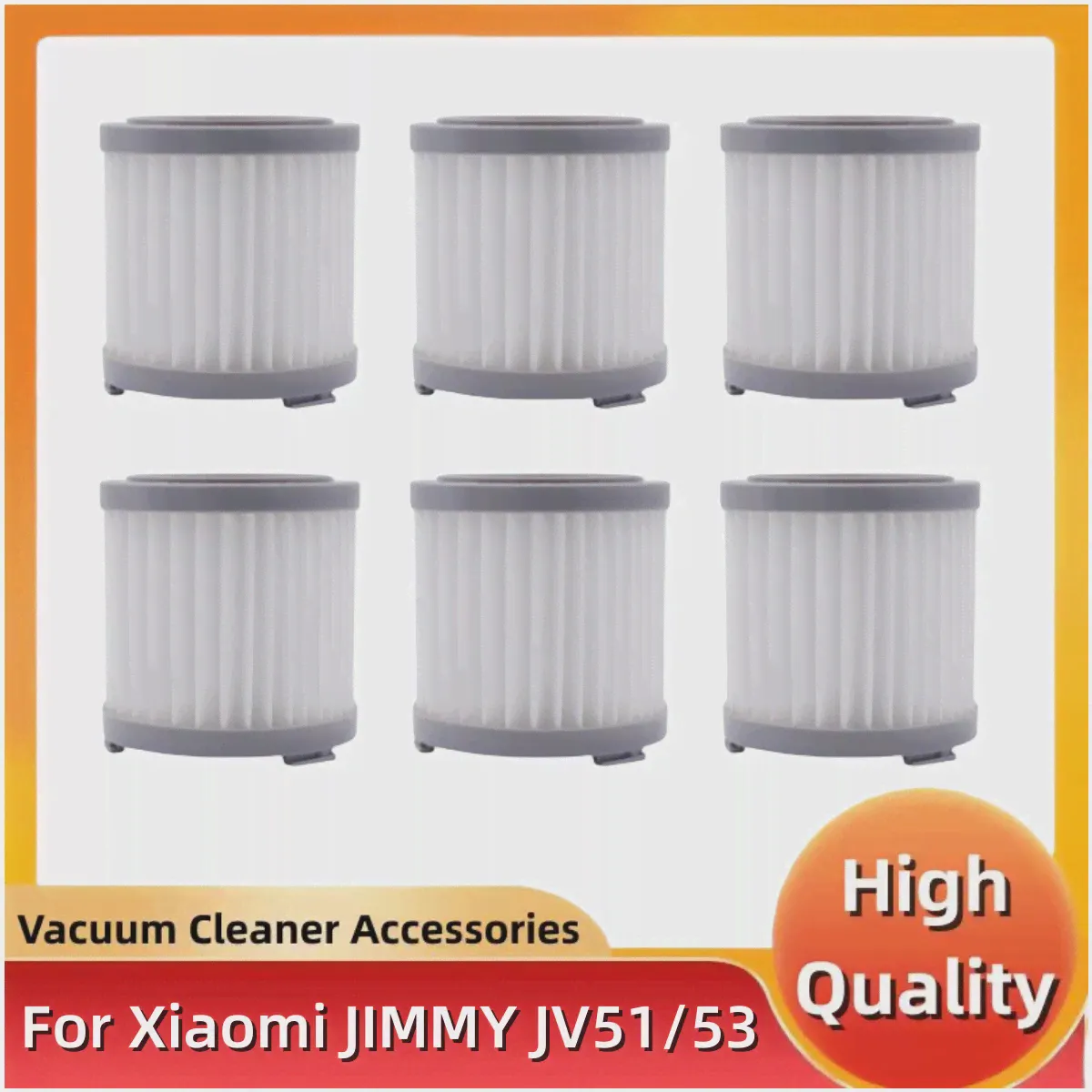 6 шт. запасных частей HEPA-фильтр для Xiaomi JIMMY JV51/53 Аксессуары для портативного беспроводного пылесоса-0